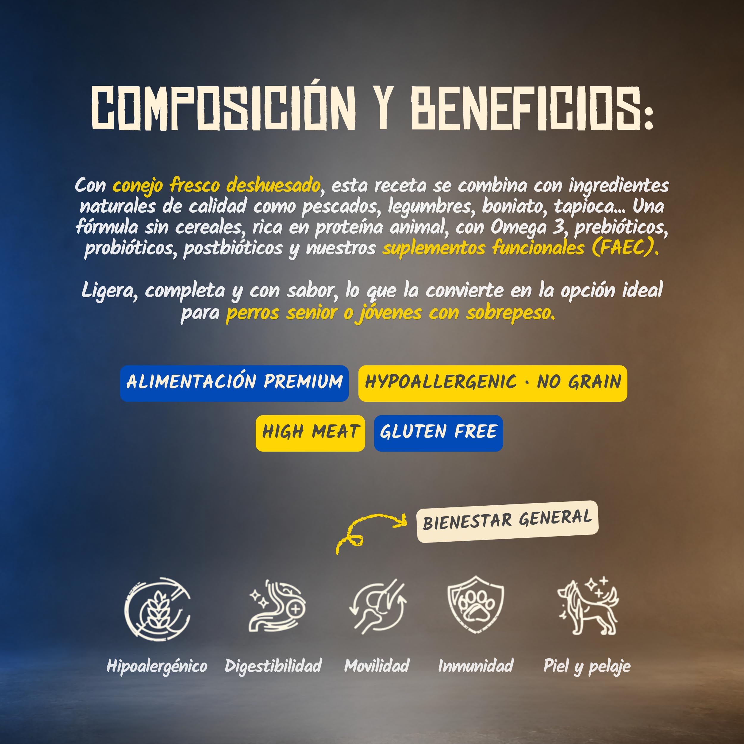 Lenda Grain Free Light y Senior 10kg - Pienso Hipoalergenico para Perro Bajo en Grasa Sin Cereales - Pienso sin Grano para Digestion Sensible - con Probioticos y Condroprotectores para Articulaciones