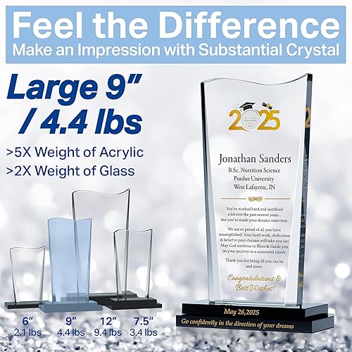 Miniatura 4 de Placa de regalo de graduación de cristal personalizada para la clase de 2024 para hijo o hija de parte de los padres, personalizada con nombre de
