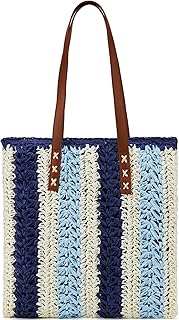 شنطة شاطئ بسوستة قابلة للتعبئة، شنطة يد كبيرة توت متوسطة الحجم للنساء من الكروشيه، شنطة شاطئ منسوجة من القش