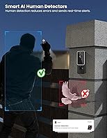 Vista 3 de Timbre de video cámara inalámbrica, detección humana AI, vista en vivo, audio de 2 vías incluido timbre timbre, visión nocturna, almacenamiento