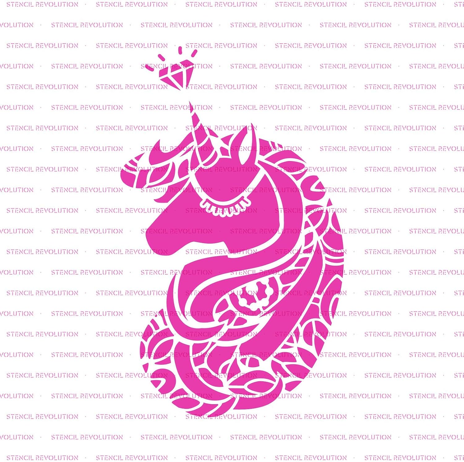 Mandala Unicorn Head Stencil - Versatile for Fairy Tales, Dragons, and More, Stencil of Mandala Unicorn Head