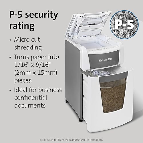 Miniatura 3 de Kensington Trituradora de papel OfficeAssist de 300 hojas con alimentación automática de microcorte, antiatascos, resistente con papelera extraíble