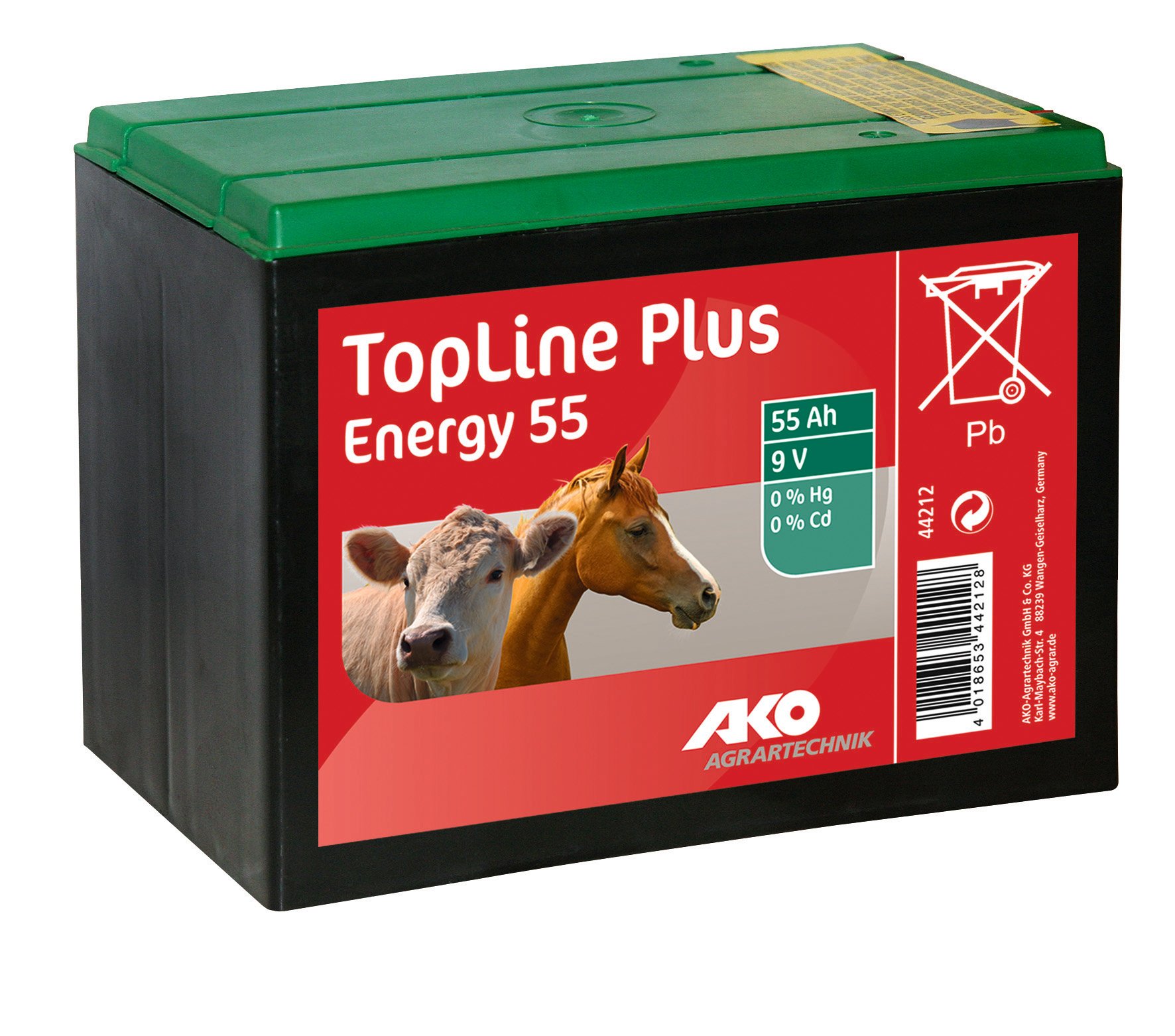 Kerbl AKO - Batteria 9 V, 55 Ah Topline Plus Energy 55