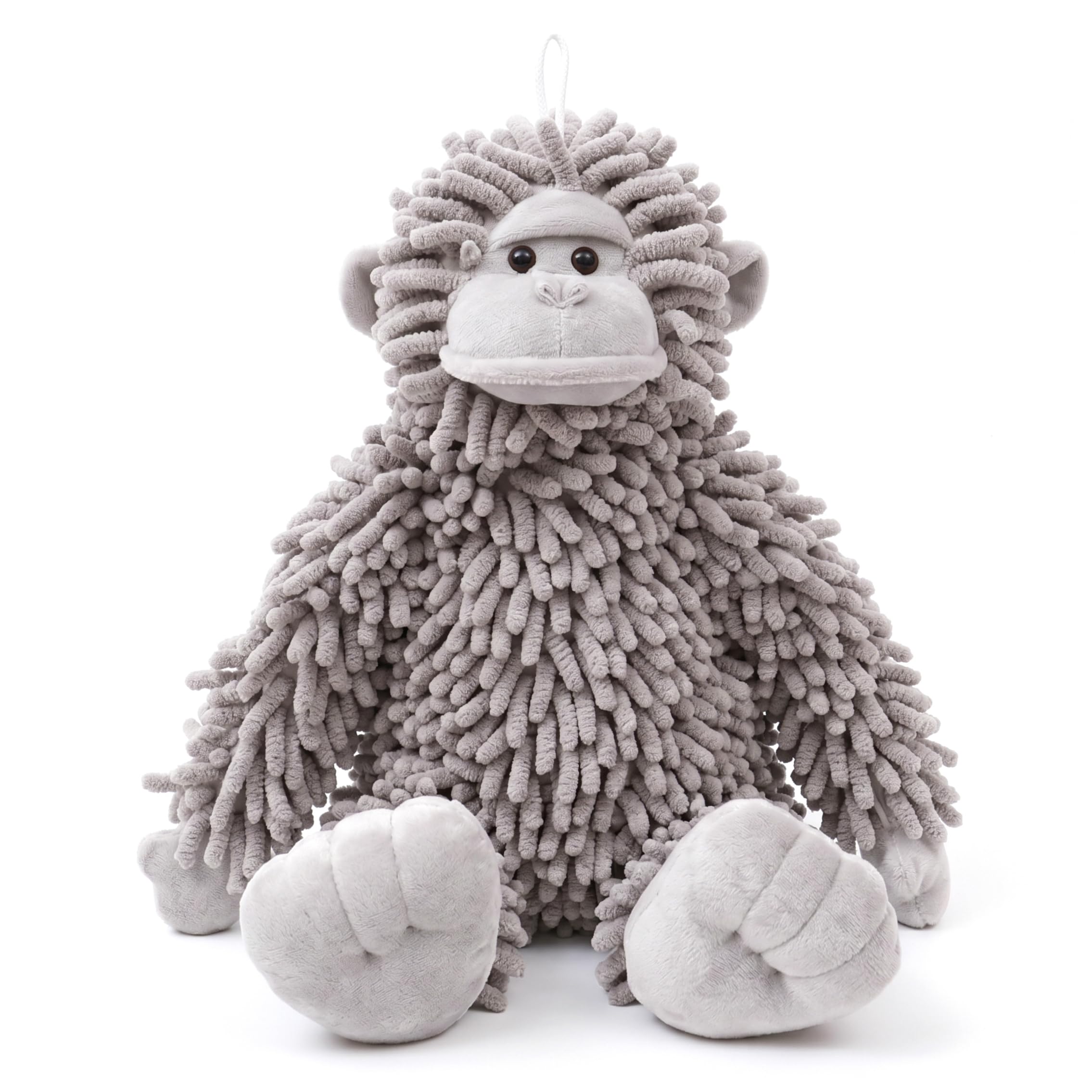 Bemonew Animal Hand Towels, Quick-Absorbent Chenille Hand Towel, Cute Creative Gorilla Shape for Bathroom & Vanity, Grey
