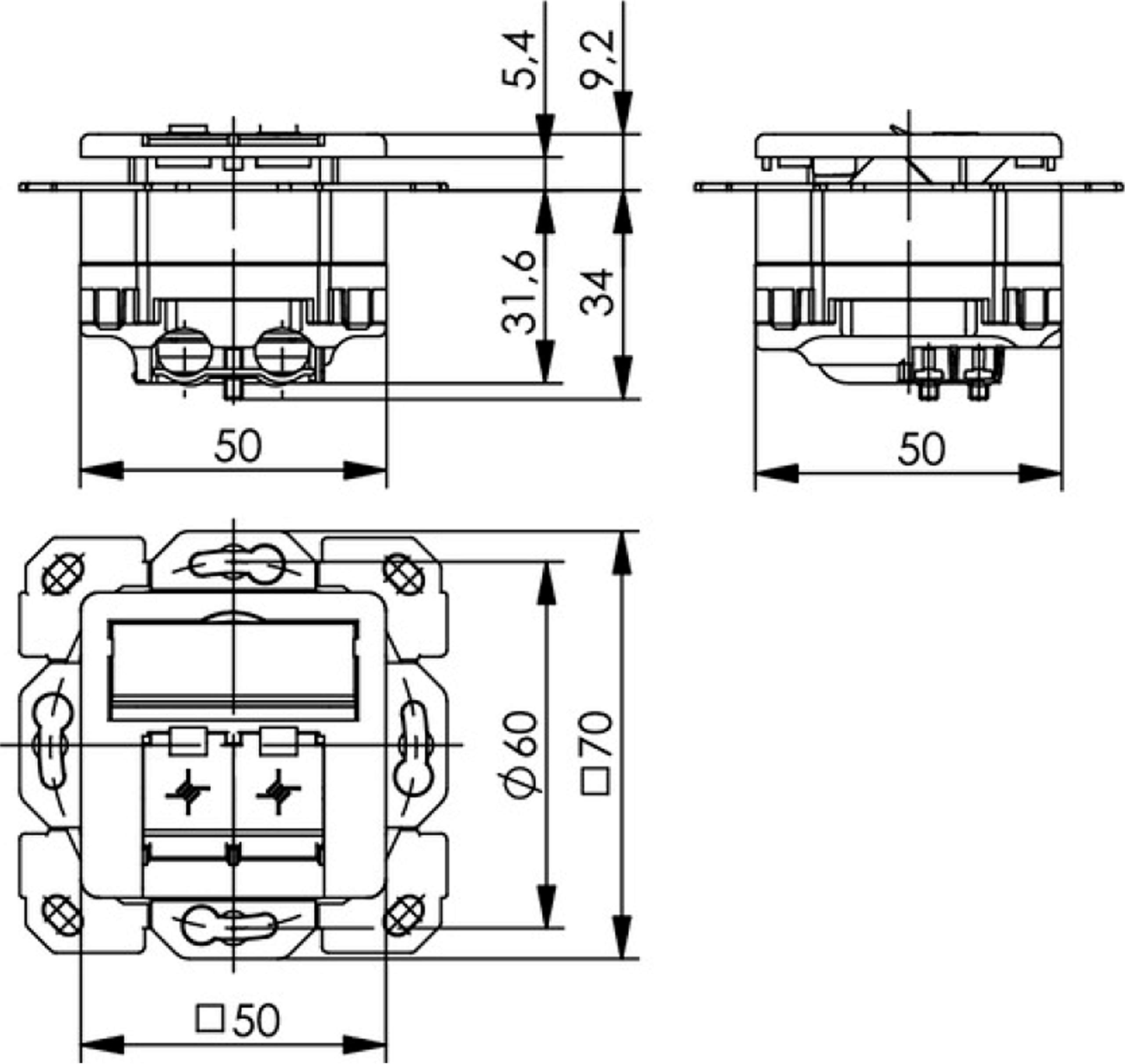 Telegärtner Datenanschlussdose Cat6A 2-Fach 2xRJ45 J00020A0500 AMJ45 8/8 UP/50 alpinweiß 5 V, Weiß (10, RJ45)