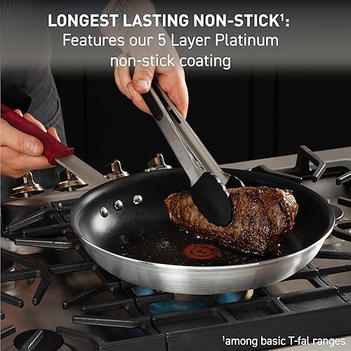 Miniatura 3 de T-Fal Professional VX3 - Juego de utensilios de cocina antiadherentes cepillados con mango de acero inoxidable, 8 piezas, apto para horno 400F,