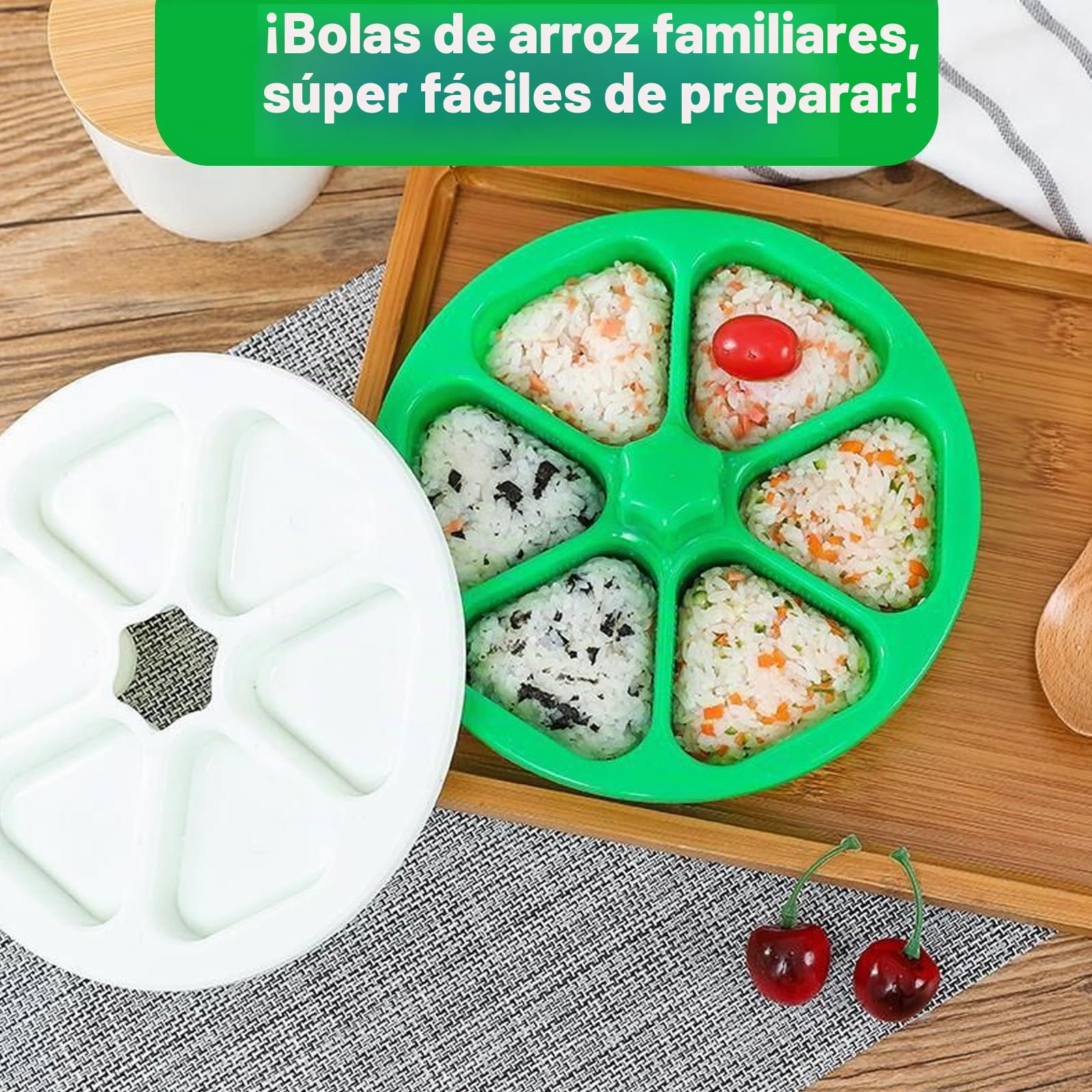 Nizirioo Set de sushi triangular Onigiri Maker Antiadherente Onigiri Forma Sushi Herramientas con Pincel de Aceite 6 en 1 DIY Sushi Maker Forma para Hogar, Restaurante Camping Japonés Bolas de Arroz