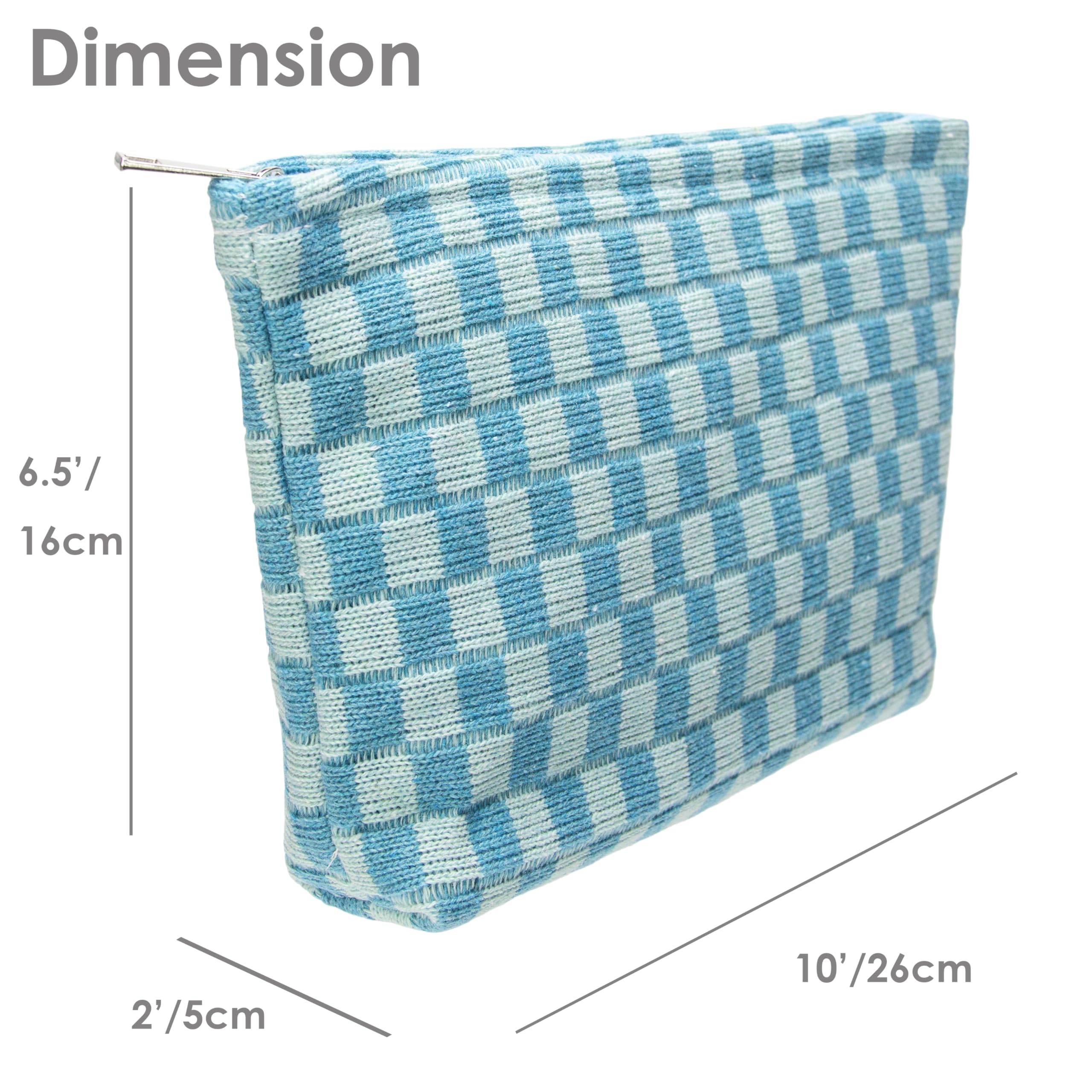 PAZIMIIK Karierte Make-up-Tasche für Geldbörse, tragbar, mit Reißverschluss, kleine Kosmetiktasche für Reisezubehör, B-lake blue