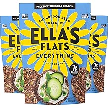 ELLA&rsquo;S FLATS&reg; Everything All Seed Savory Crisps &ndash; All Natural, Gluten Free, Good Source of Protein, High Fiber, Vegan and Keto Friendly (3 Pack)