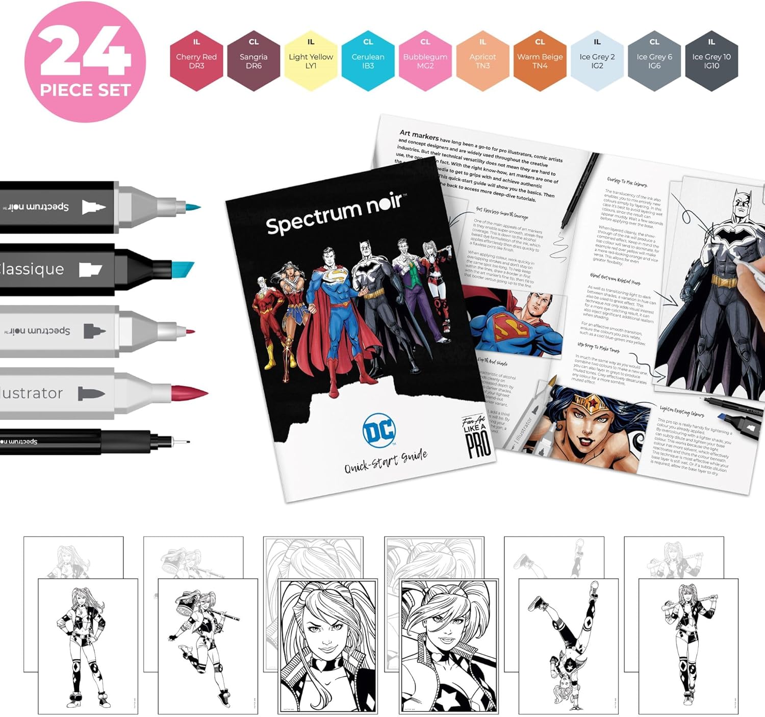 Spectrum Noir Pro Fan DC Art Kits (Harley Quinn)