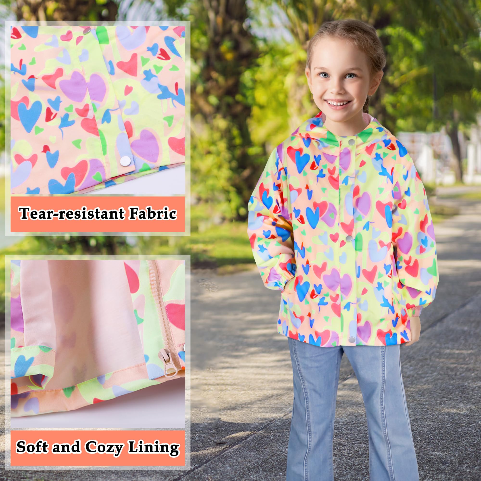 Chaqueta Impermeable Niña Niño Cortavientos Capucha Ligero Cazadora Manga Larga Softshell con Cremallera Chubasquero Primavera Otoño Abrigos Deportivos 2-10 Años