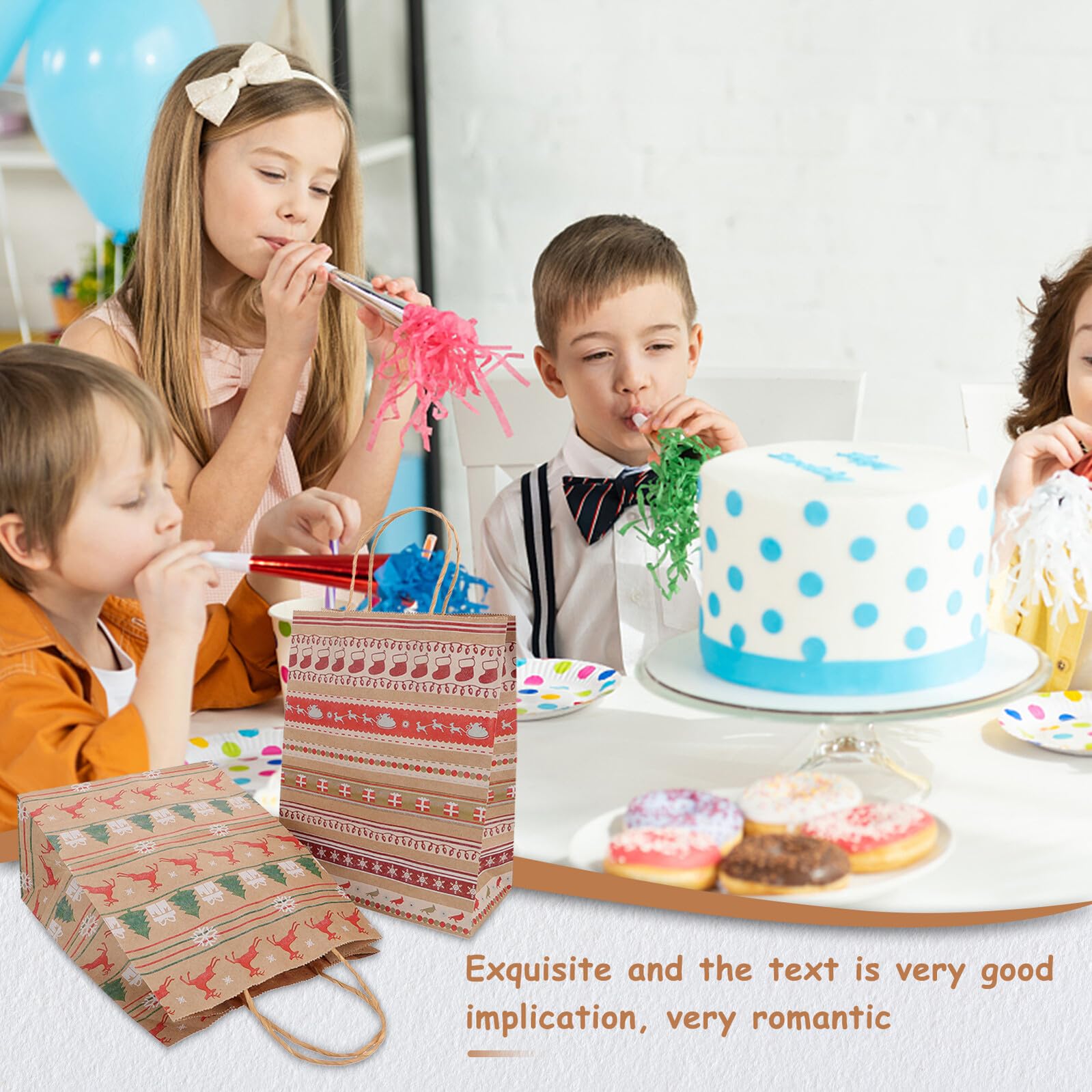 Mikinona 20pezzi Sacchetto di Carta Kraft per Caramelle Natalizie Sacchetti Regalo di Natale in Carta Kraft Sacchetti per Caramelle Natalizie Colore Casuale