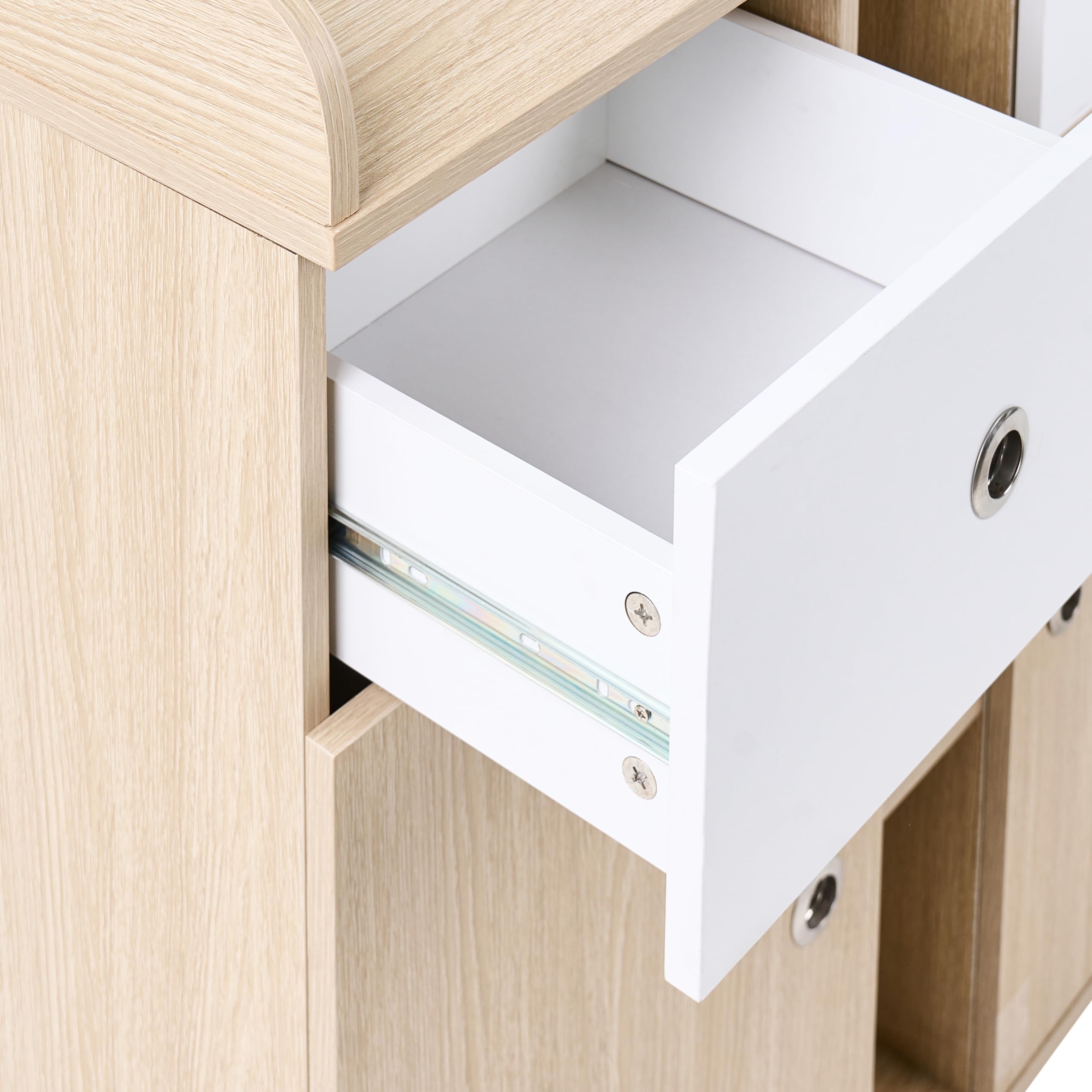 Beliani Baby Wickeltisch Schrank Holzoptik braun 69x90x90 cm 2 Schubladen 3 Fächer 2 Türen