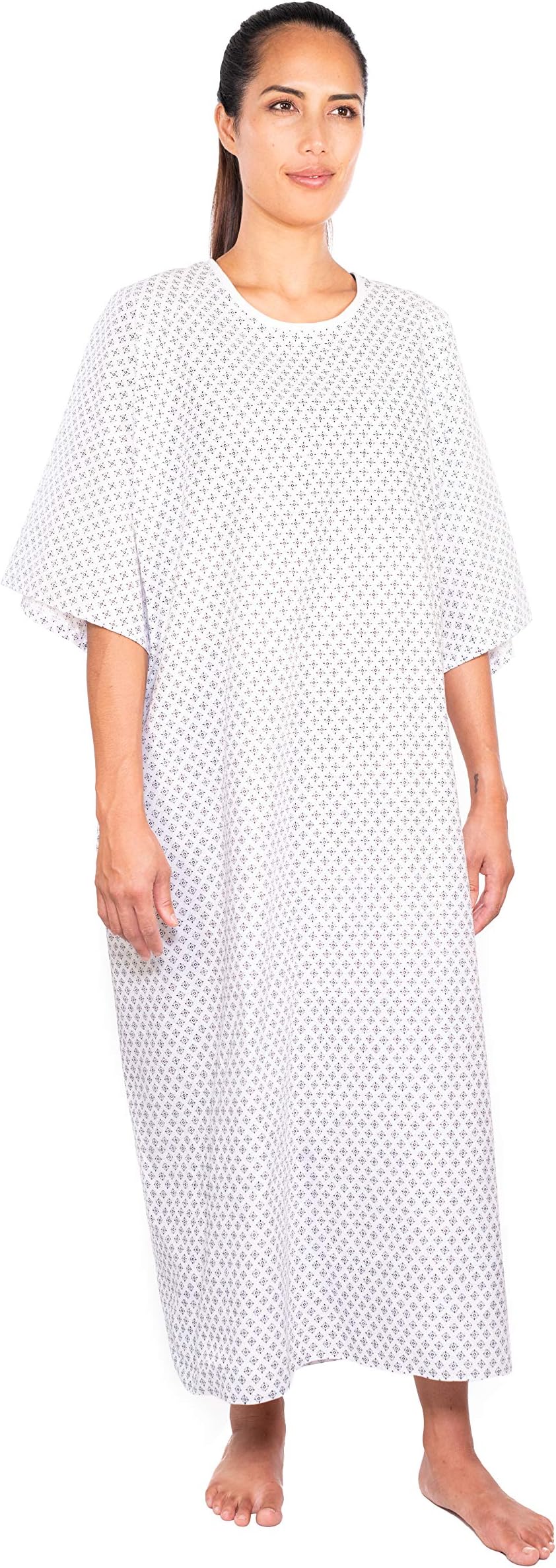 Personal Touch Unisex Multi-Star Print Angle Back Overlap Premium Patient Hospital Gown (Pack of 4)