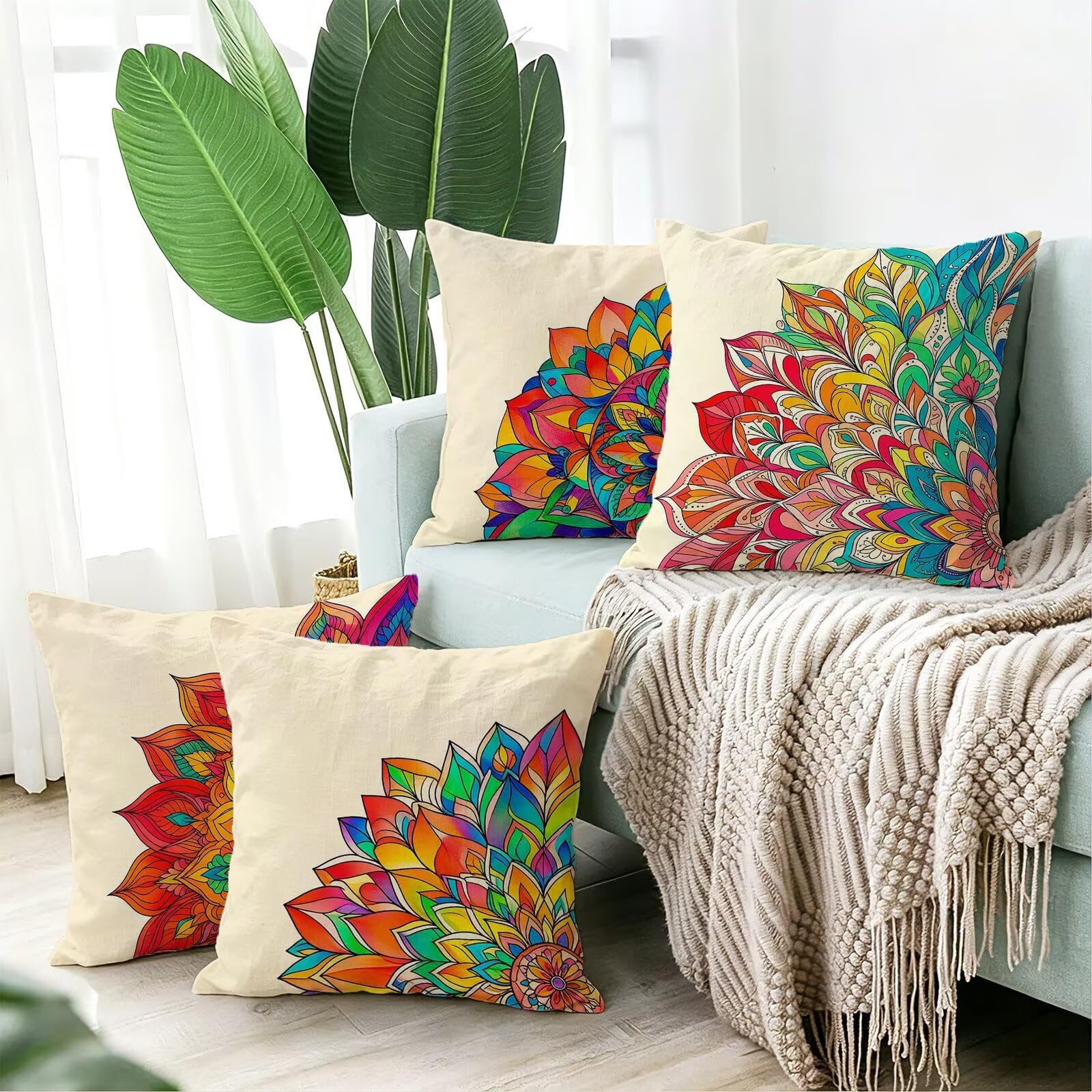 Cojines Exterior Vistoso Funda Almohada 45x45cm Juego de 4, Cod-476