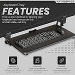 Keyboard Tray Under Desk, Clamp On Pull Out Drawer with Mouse Space, Under Desk Keyboard Tray Slide Out, 25 x 9.8 Inches, Supports 17–22 lbs, Desk Extender for Typing at Home or in The Office