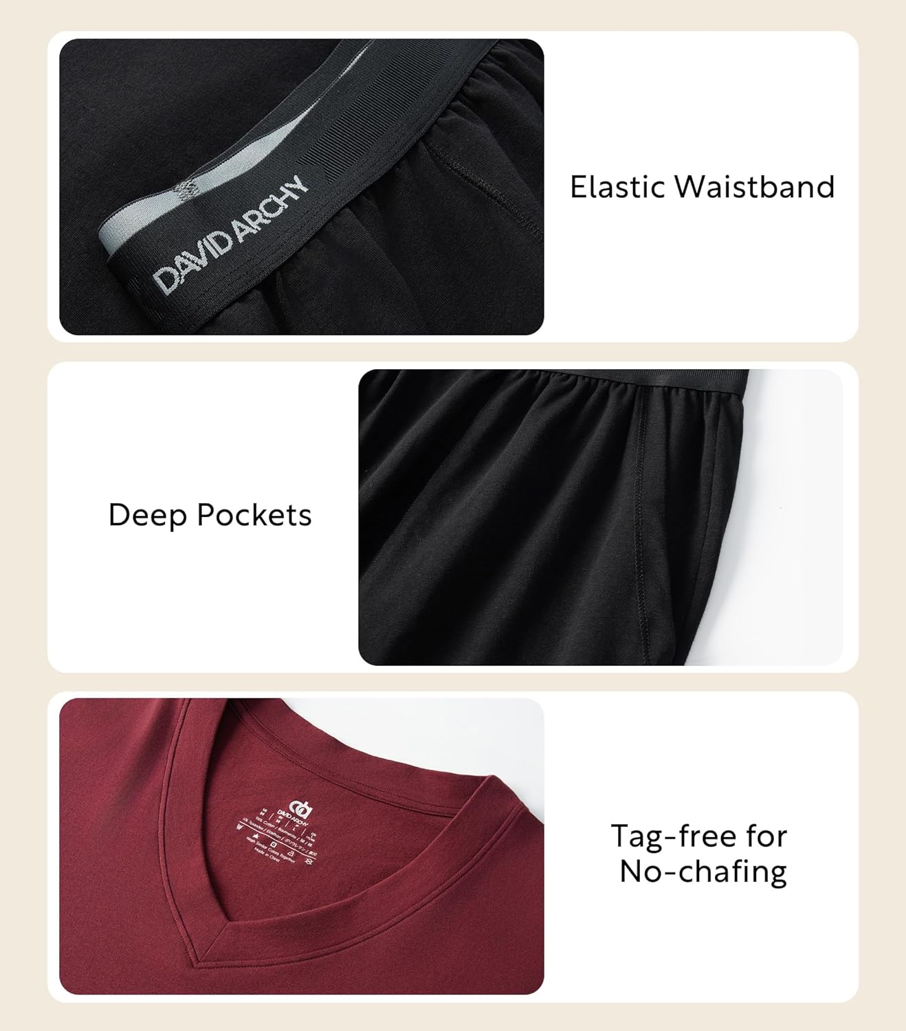 DAVID ARCHY Men's Pajamas Set Soft Cotton pajamas for men Comfy Loungewear Pjs with Pockets - Image 5