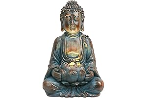 TERESA'S COLLECTIONS Meditating Buddha Garden Statue with Lights