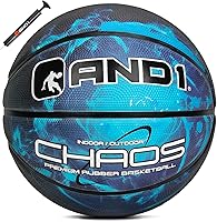 AND1 Chaos Size 7 Basketball - Official 29.5" Regulation Rubber Ball, Deep Channel Grip for Indoor Outdoor Play