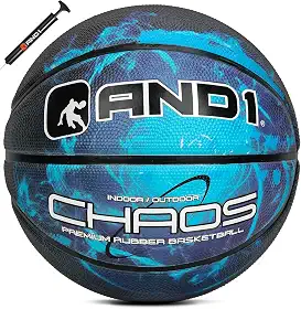 AND1 Chaos Basketball: Regulamento Oficial Tamanho 7 (75 cm) Borracha - Construção de Canal Profundo Streetball, Feito para Jogos de Basquete Interior e Exterior