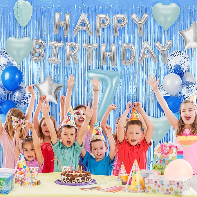 Kit Decoración Fiesta Neon Holográfico con Cortina, Globos y miniatura 6