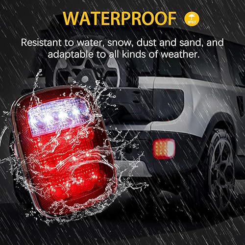 Miniatura 5 de Ellunyo Luces traseras para remolque, 16 luces LED para remolque con reversa, kit de luces de freno trasero universales para camiones, remolques,