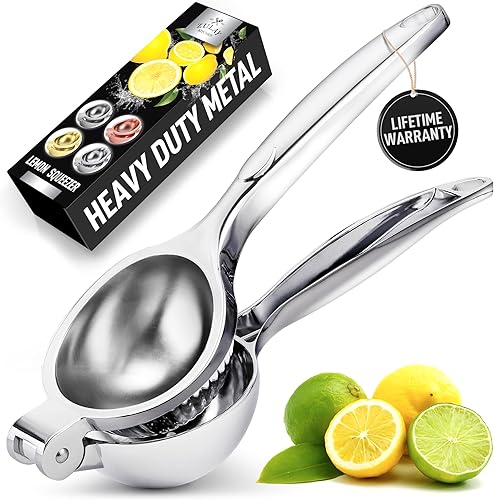 Zulay Kitchen Exprimidor de limón - Acero inoxidable, exprimidor de limón fácil de usar - Exprimidor de limón resistente y fácil de limpiar - Prensa