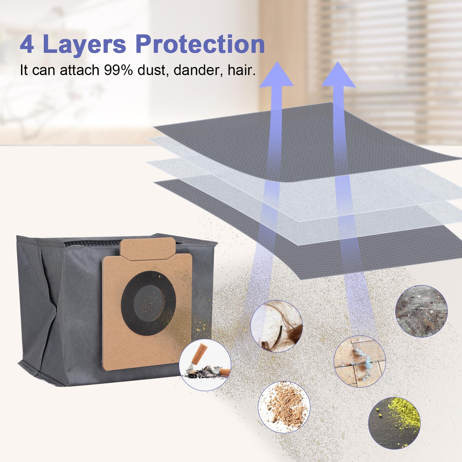 8 stuks stofzakken voor Eufy-X10 Pro Omni, X8 Pro SES robotstofzuiger, stofzak, vervanging Clean Base zak