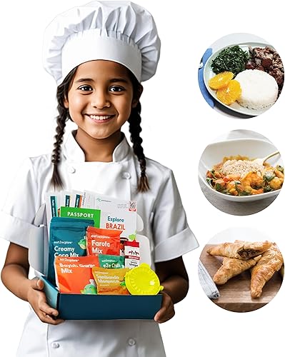 Juego de cocina real interactivo y educativo para niños  Incluye 3 tarjetas de recetas locales con ingredientes clave, herramientas de cocina,