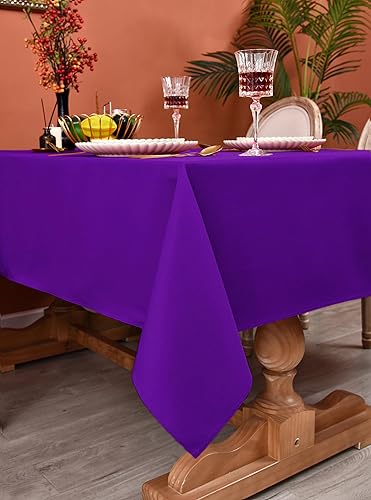 Miniatura 3 de MEANMOY Mantel rectangular color morado de 210 GSM resistente al agua y a las manchas para mesa de 3 pies, mantel rectangular sólido de 52 x 70