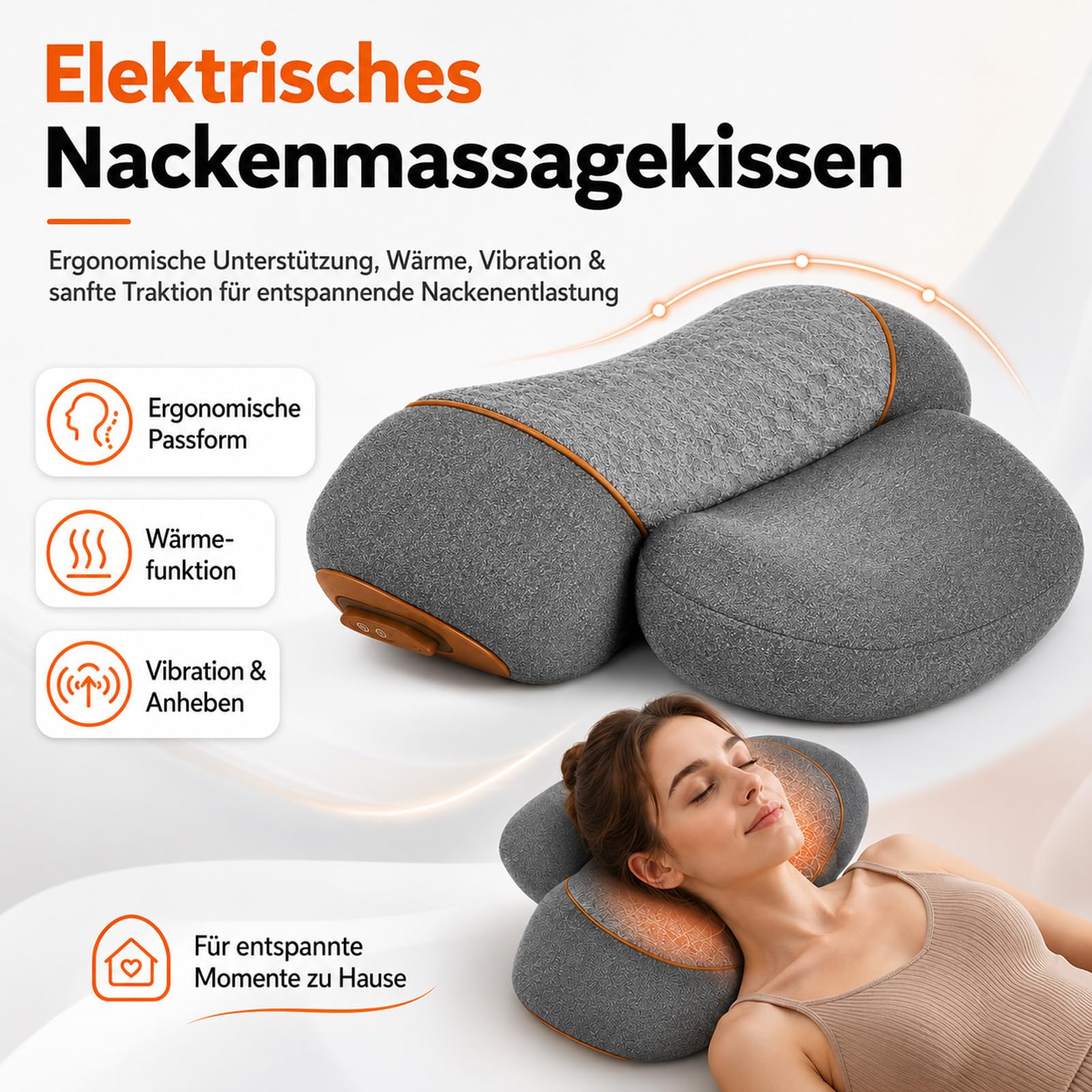Theatex 3-In-1 Massagegerät, Theatex 3-In-1 Massagegerät Nacken, Drei Erweiterte Funktionen: Vibration, Wärmeanwendung Und Traktion, Ein Entspannendes Und Wohltuendes Massageerlebnis