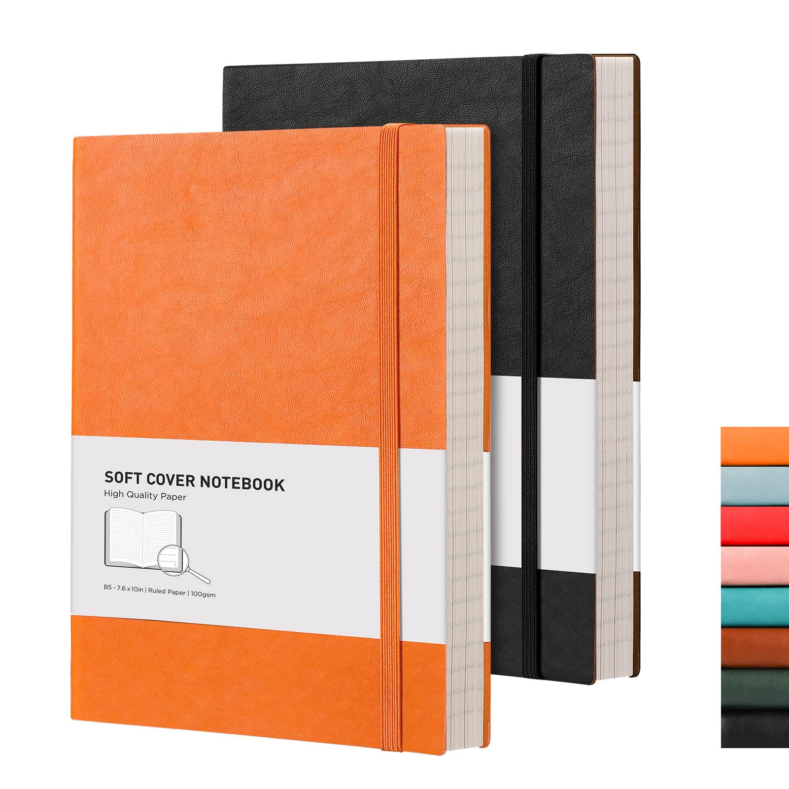 RETTACY B5 College Ruled Notebook 2 Pack, Softcover Composition Notebooks 408 Numbered Pages for Writing 100gsm Lined Paper