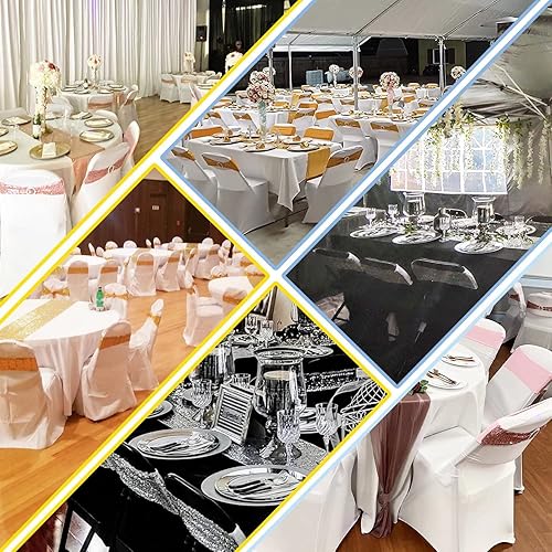 Miniatura 7 de 50 Piezas Bandas para Sillas con Lentejuelas Bandas Elásticas para Sillas Verde Oscuro Lazos de Spandex Poliéster para Fiestas Hotel Bodas Banquetes