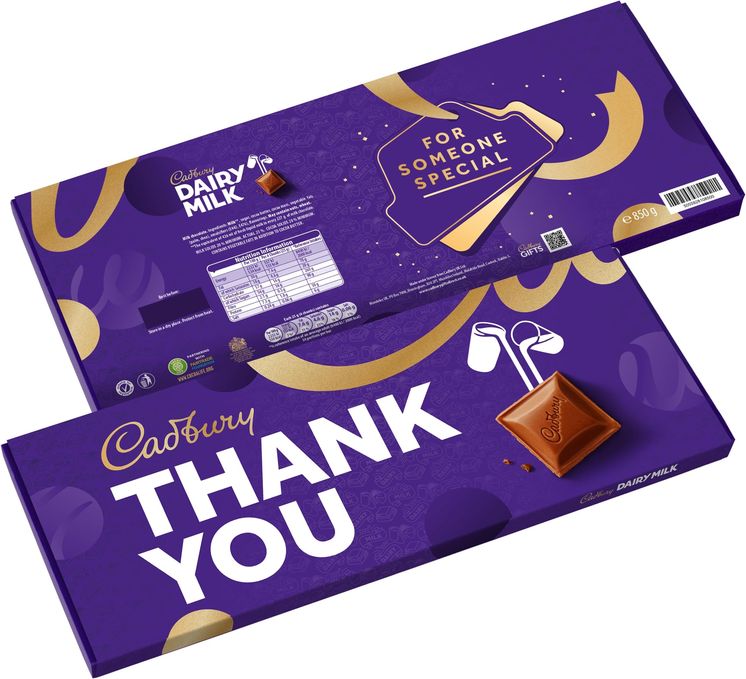 Dairy Milk Thank You Gift Chocolate Bar Extra-Large 850g