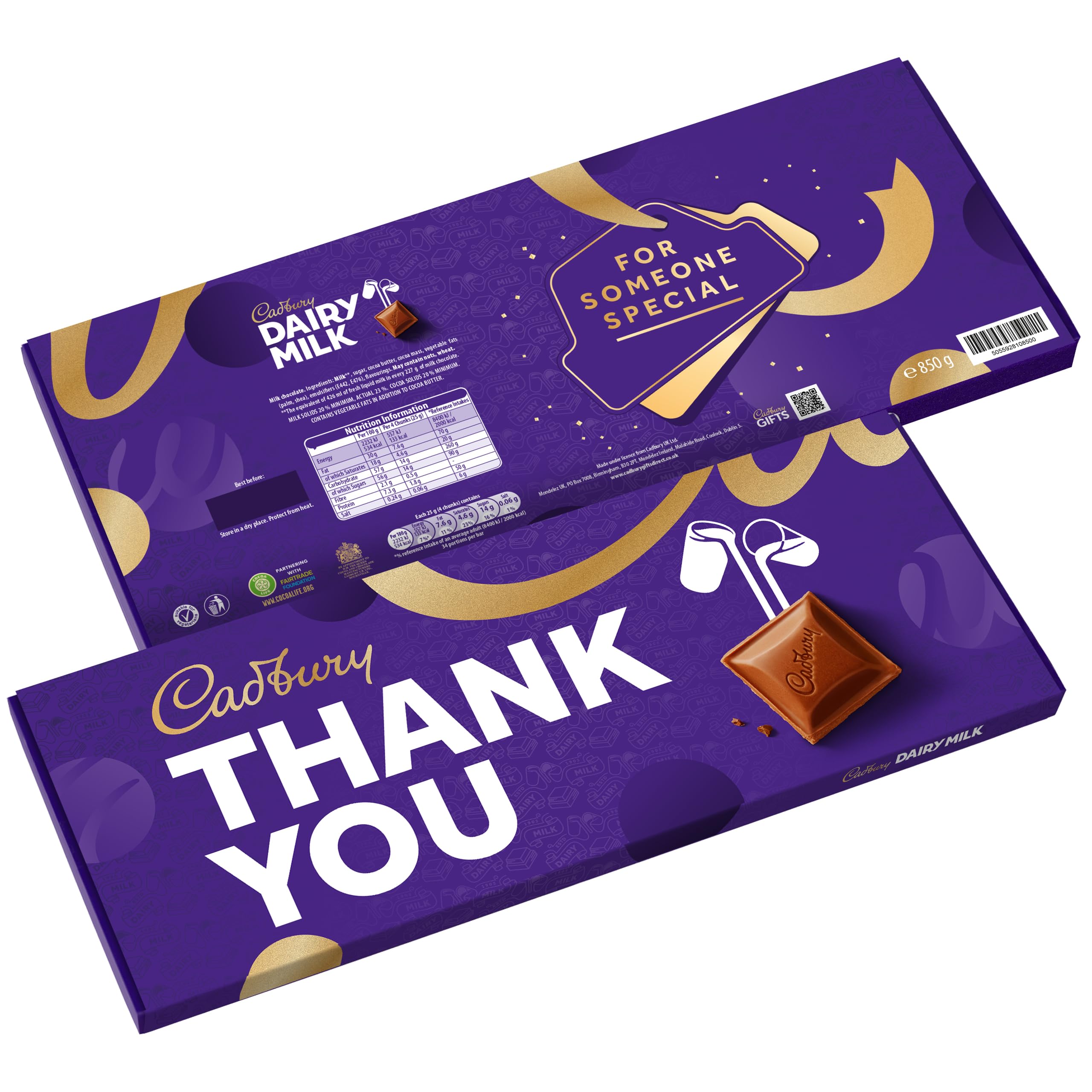 CadburyDairy Milk Thank You Gift Chocolate Bar Extra-Large 850g