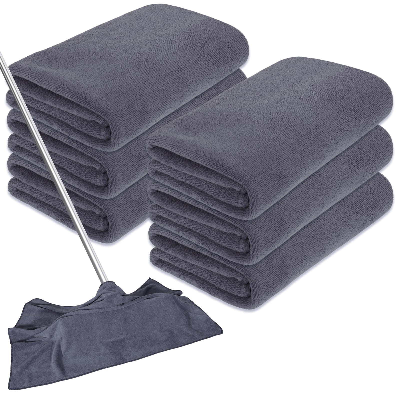 Anmrept 6 Pcs Extra Large Microfiber Cleaning Cloth Reusable Microfiber Towels Thick Washable Cleaning Towel for Home Office Windows Floors and Cars, 30 x 20 Inch(Grey)
