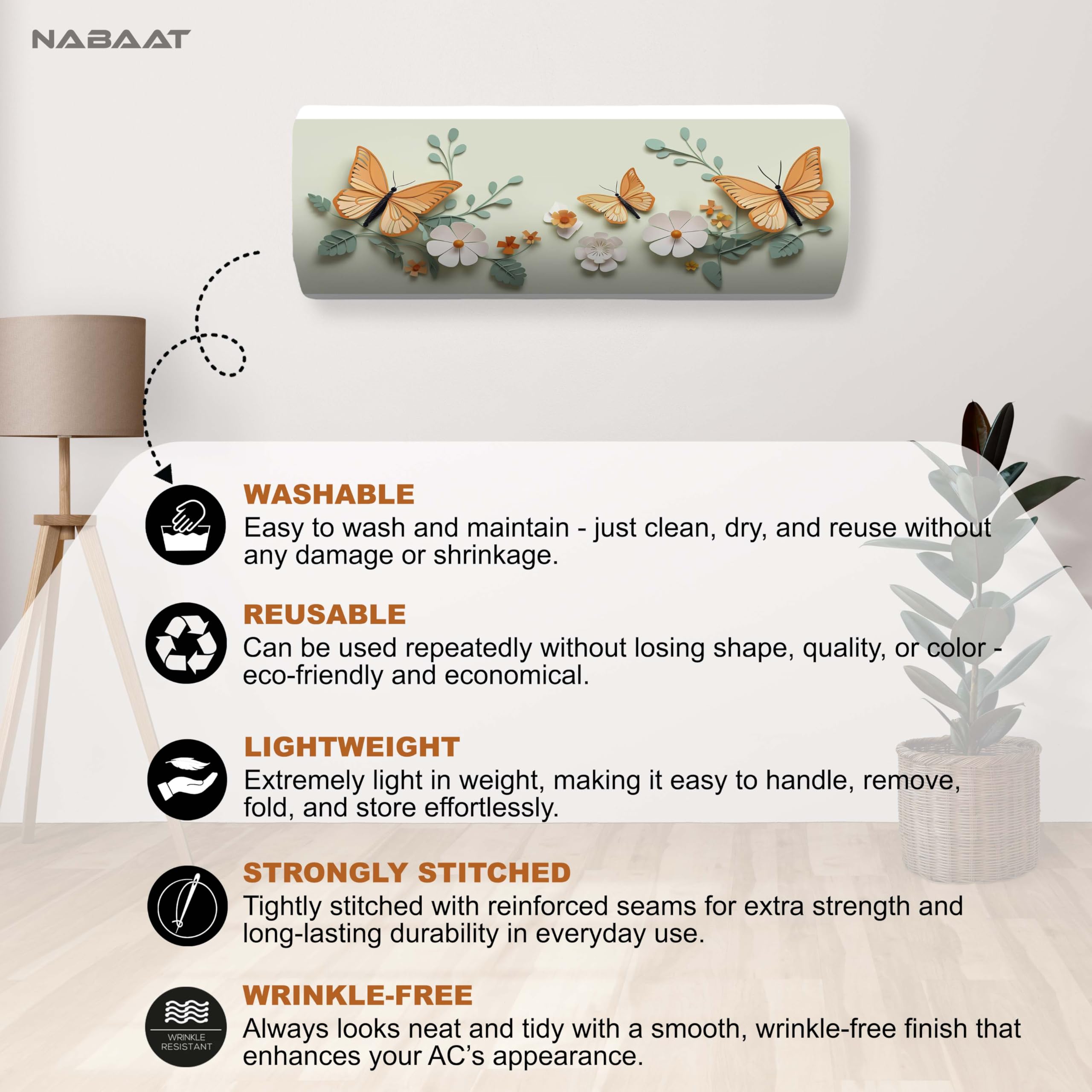 NABAAT AC Cover - Yellow Butterfly Design -4