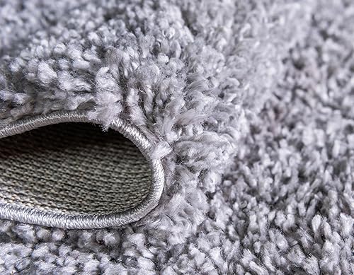 Miniatura 6 de Unique Loom Davos Shag Collection - Alfombra de área, color liso (3 pies 3 pulgadas, cuadrada, esterlina)