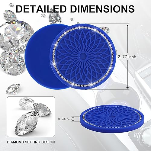 Miniatura 2 de GaRhomxy Portavasos para automóvil, 2 piezas antideslizantes con forma de flores incrustados en posavasos decorativos, accesorios universales para