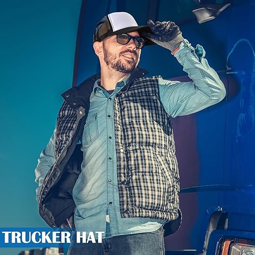 Miniatura 5 de Lasnten Paquete de 48 gorras unisex de camionero en blanco para sublimación, gorras de béisbol ajustables de malla de poliéster liso a granel para