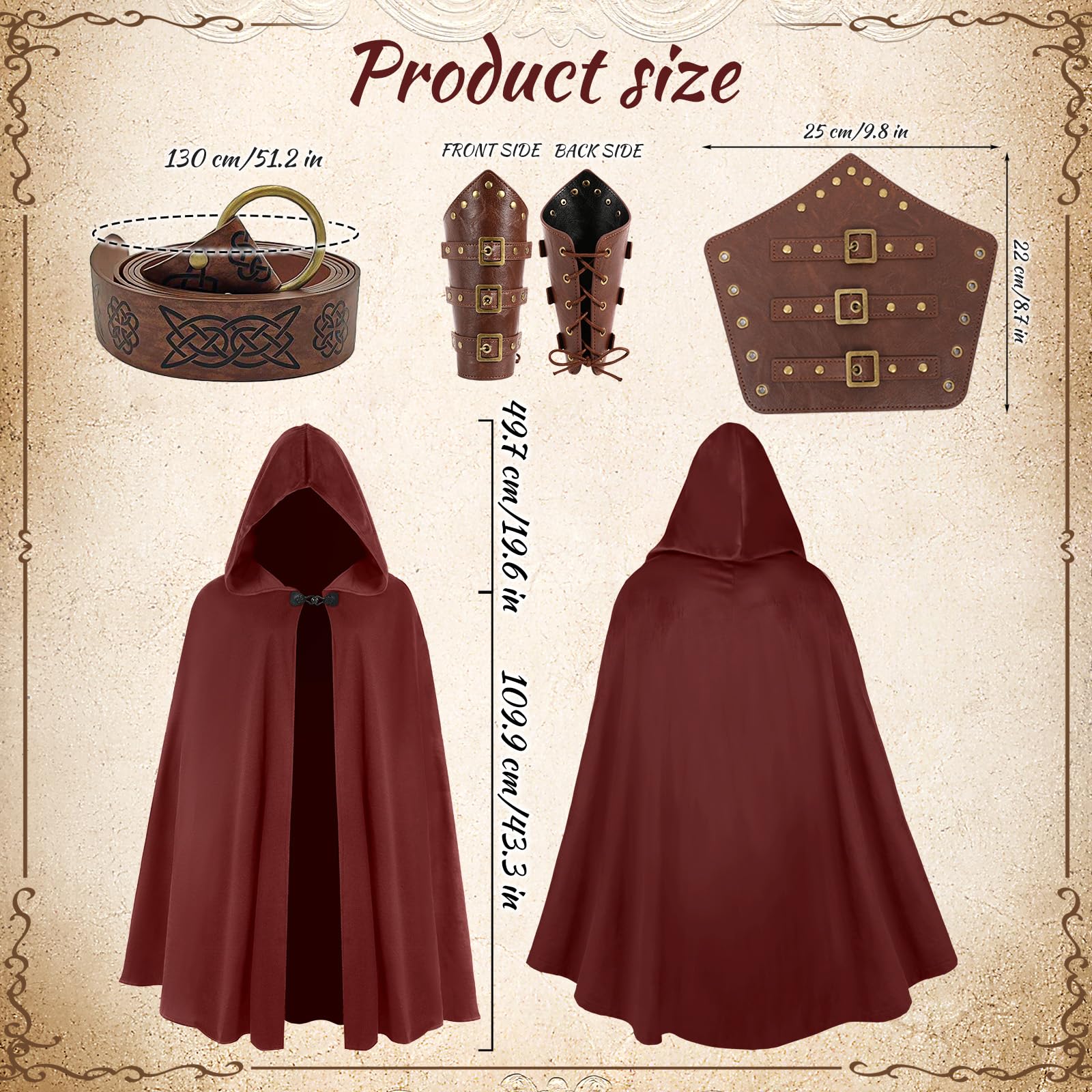 JoyFuncos Medieval Cloak with Hood - Image 2