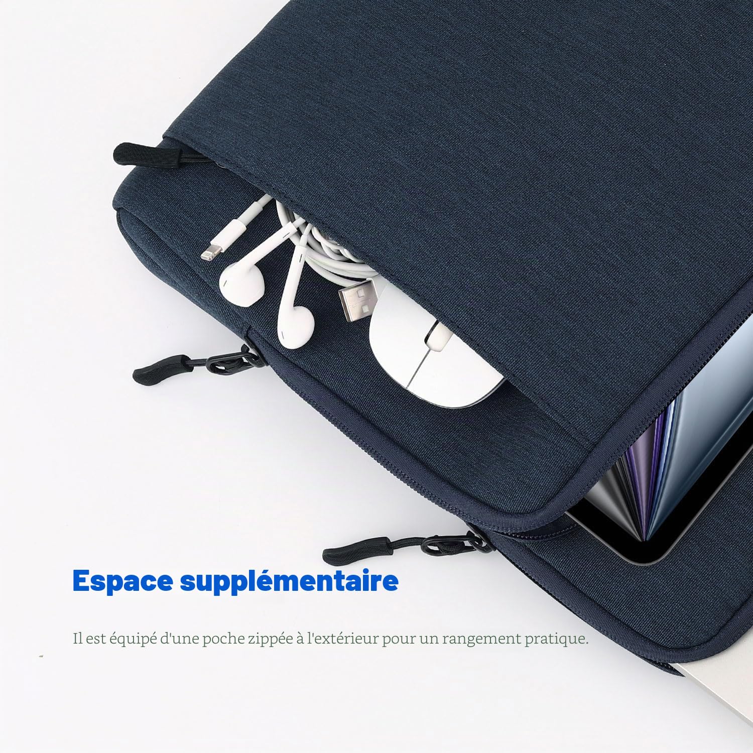 Dadanism 13,3" Tablette Transport Housse avec Bandoulière pour iPad Air 13 M4/M3, iPad Pro 13 M5/M4, MacBook Neo 13", MacBook Air 13" M5/M4, Galaxy Tab S10+ Plus 12,4", Tab P12 12,7",Indigo
