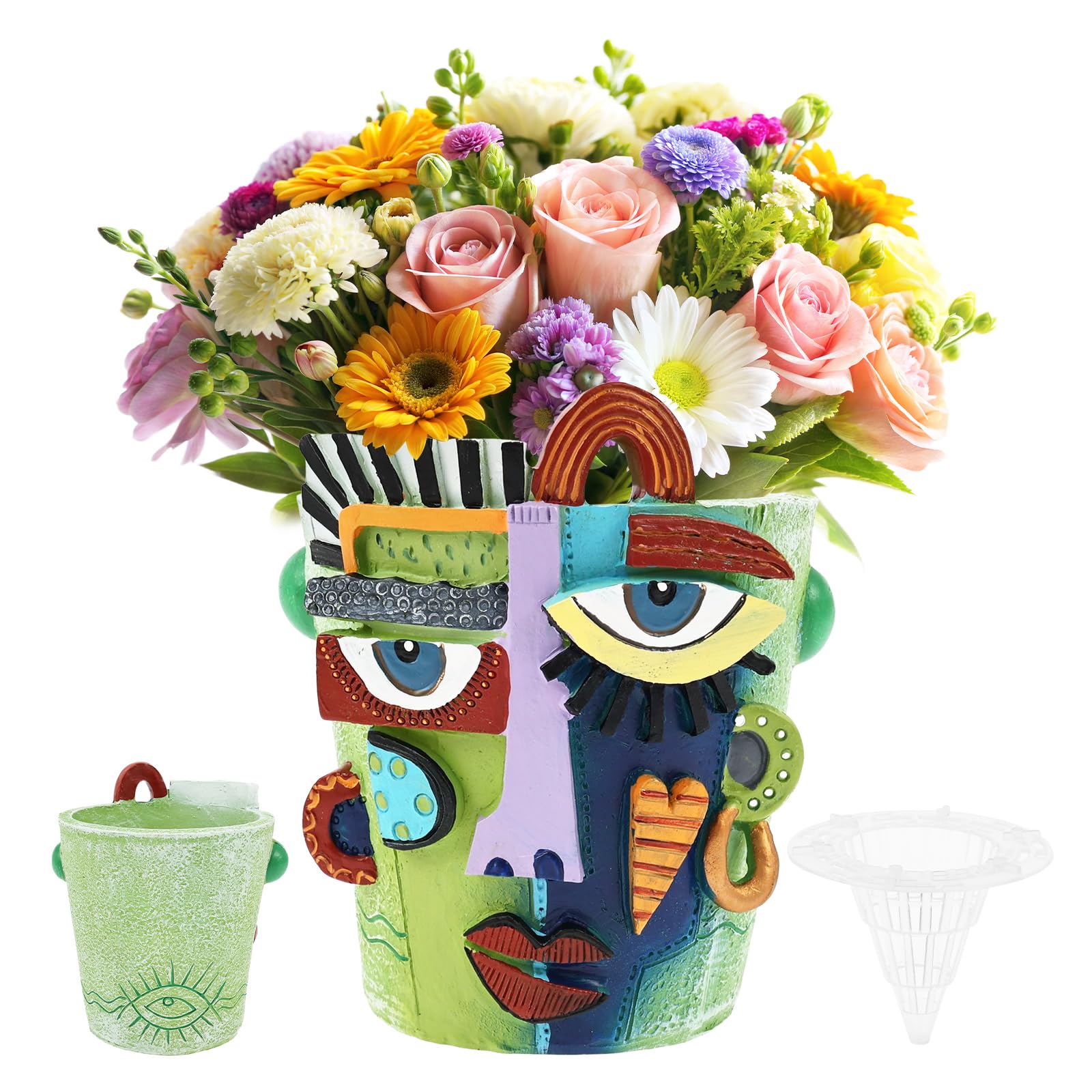 Bpyhebe Abstract Face Planter Pots, Picasso Flower Pots, Unique Head Planter with Drainage Hole for Indoor Plants and Succulents, Funny 3D Art Vase for Home Decor(B)