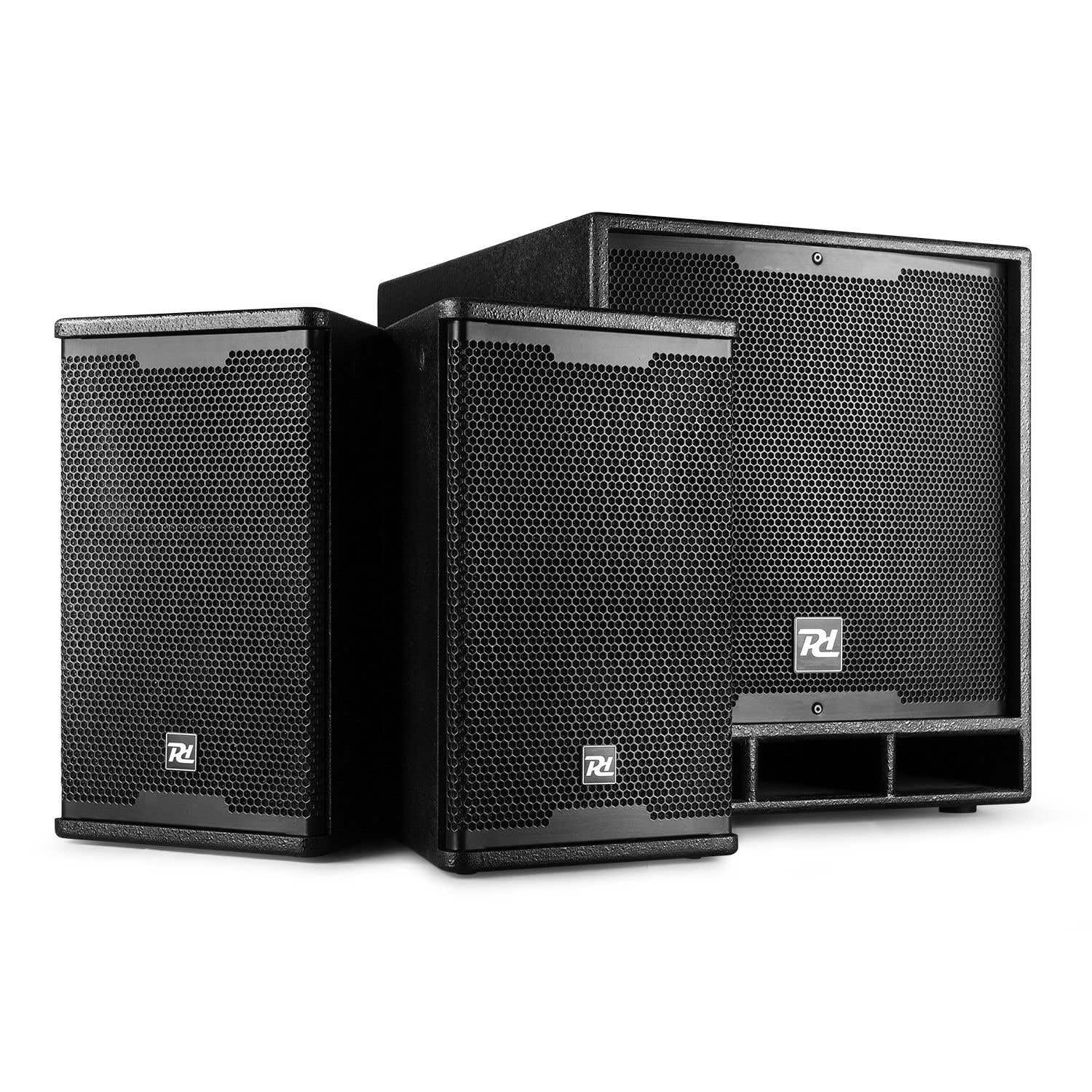Power Dynamics Combo 1500 - PA Lautsprecher, 2.1 DJ Boxen Set, 15 Zoll, PA Set, aktiv Subwoofer, 8 Zoll Topteile, Bluetooth, Mobile PA Anlage Komplettset - 1500 Watt - DJ Anlage