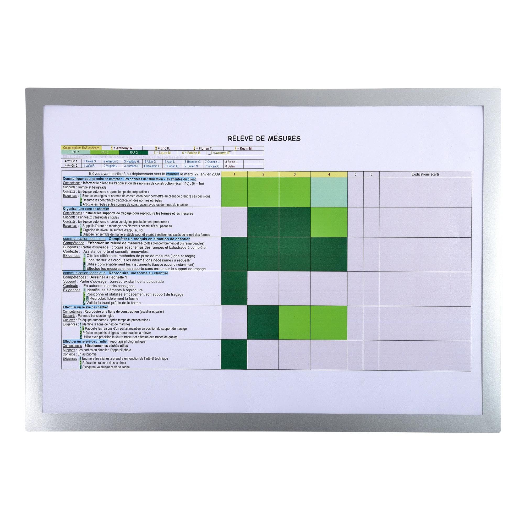 Exacompta - Ref. 39300E – Set mit 5 magnetischen Präsentationsmappen auf Metallhalterung für Schrank, Tür, Schild – Maße 32 x 44 cm – Format A3 – Rahmen silber