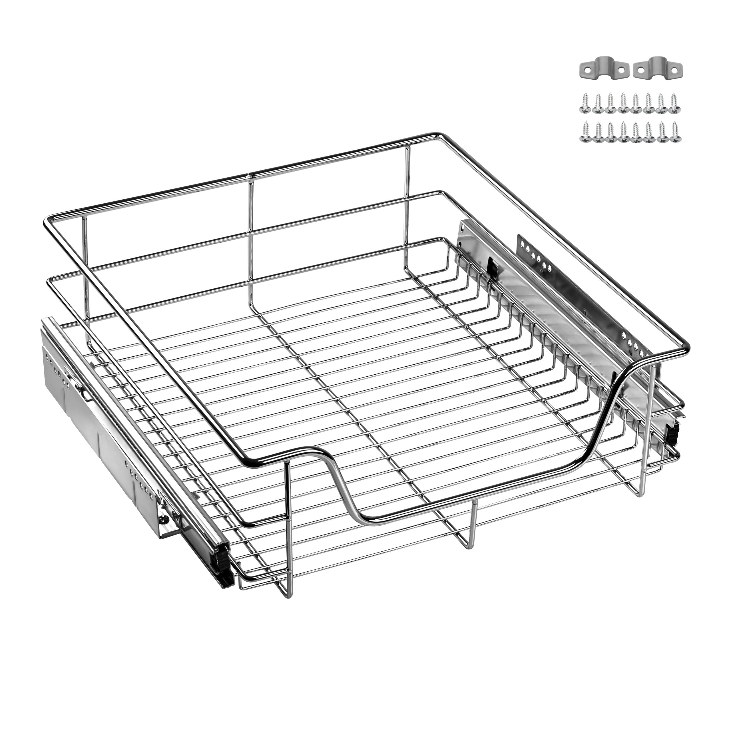 SOTECH 50 cm Tiroir télescopique à sortie totale avec guidage à billes 20 kg Capacité de charge Chrome poli Tiroir Panier métallique