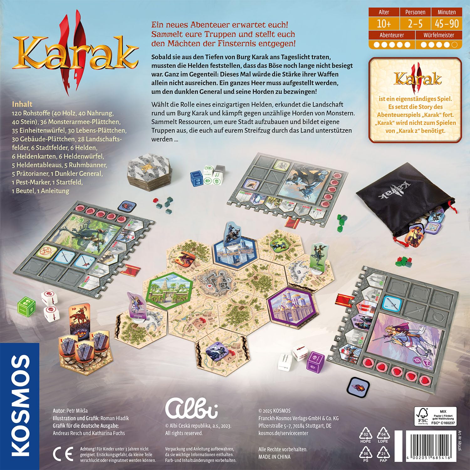 KOSMOS Karak 2 - Das Abenteuer geht weiter, Familienspiel ab 10 Jahre | für 2-5 Personen, Fantasy Abenteuer Spiel, Brettspiel mit Würfeln, deutsche Anleitung