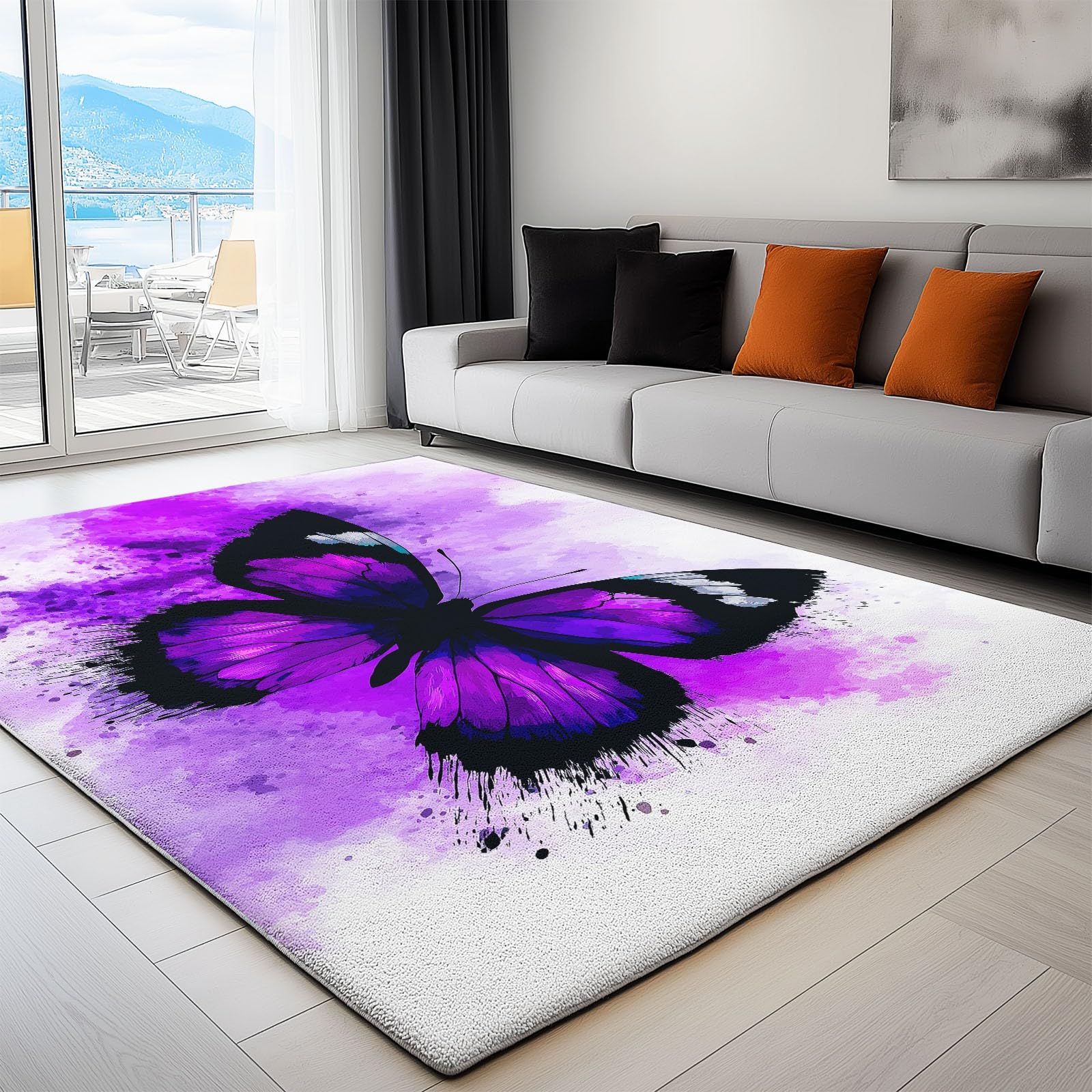 Tapis de chambre lavable et antidérapant motif animaux