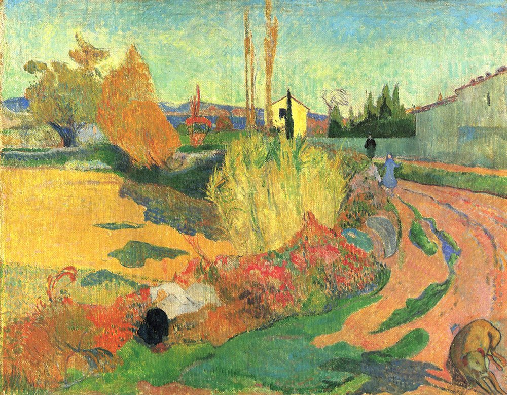 Lámina Bend in The Road de Gauguin: impresión artística mate de archivo con marco marrón