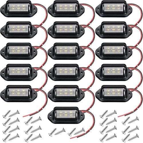 16 luces LED para placa de matrícula 12 V impermeable luz trasera luces LED blancas para remolque luz trasera para placa de matrícula luz de